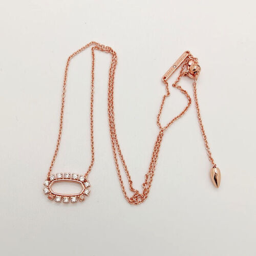 New Kendra Scott Elisa Open Frame Crystal Pendant Necklace In Rose Gold - Picture 4 of 4