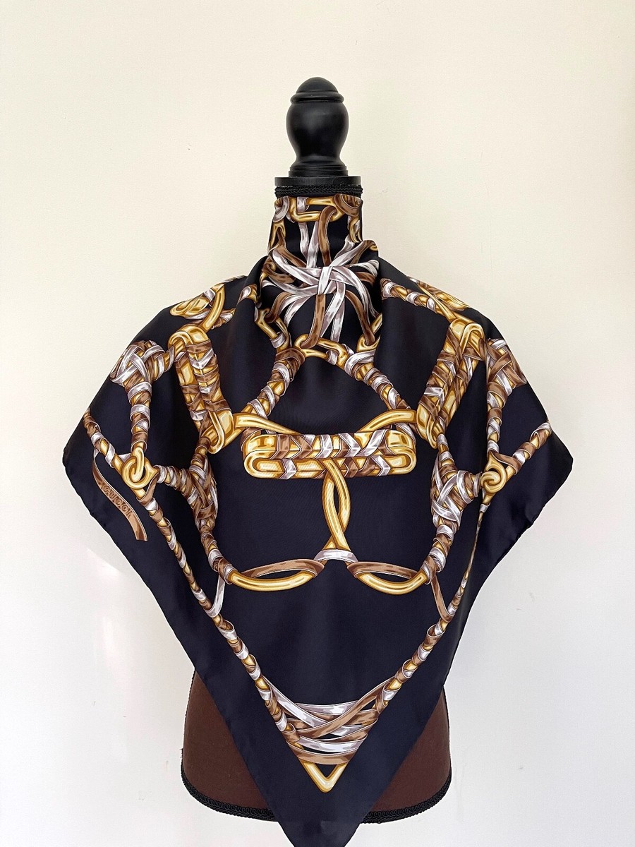 New Gucci Scarf Iconic Logo Print Black Multicolor Silk Wrap New Gucci Scarf Iconic Logo Print Black Multicolor Silk Wrap