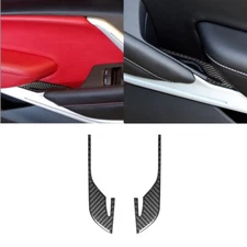 2Pcs Carbon Fiber Interior Door Armrest Cover Trim For Chevrolet Camaro 2016-22