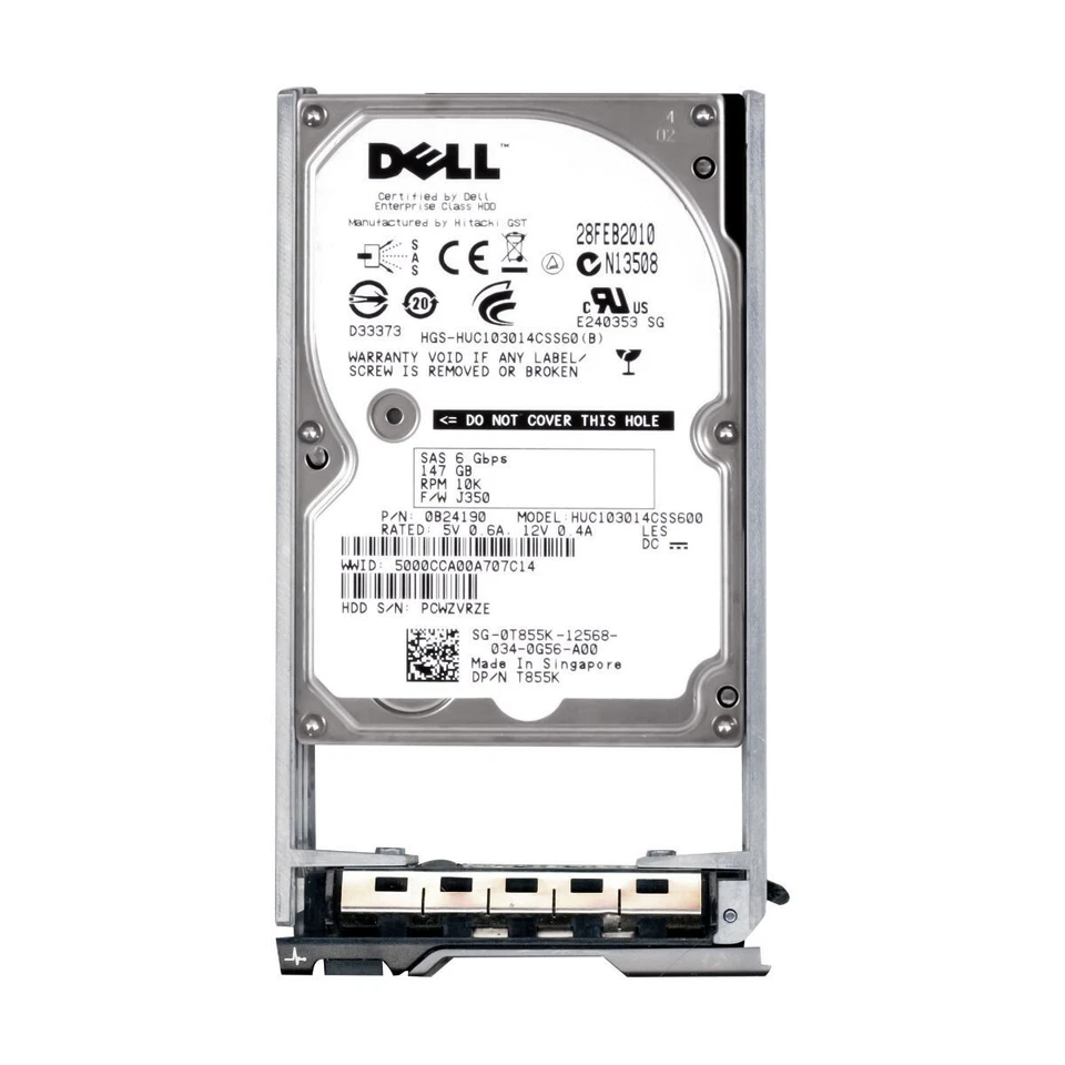 Hard Dell 0T855K T855K HUC103014CSS60 146GB 10000U/Min 64MB SAS2 2.5 " Inch - Image 3 of 3
