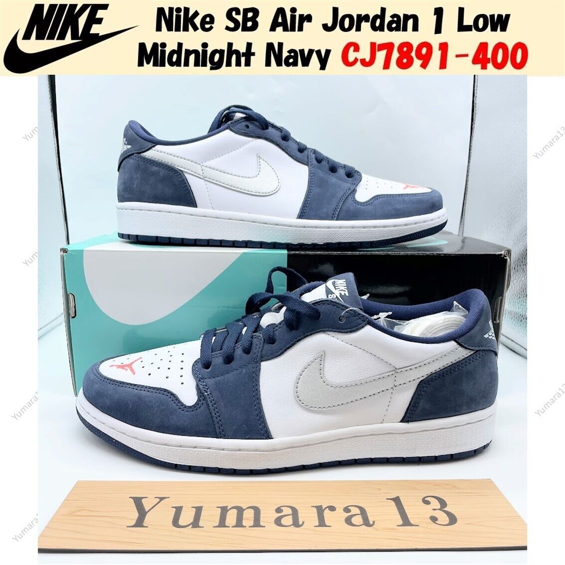 Nike SB Air Jordan 1 Low Midnight Navy CJ7891-400 Men's Size Nike SB Air Jordan 1 Low Midnight Navy CJ7891-400 Men's Size