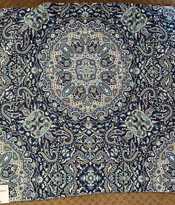 Fabric Upholstery Sample Craft 26''x26'' Sunbrella paisley blues/cream