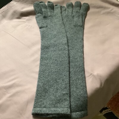 VINTAGE BARNEY'S NEW YORK 100% CASHMERE LONG GREY LADIES GLOVES ITALY