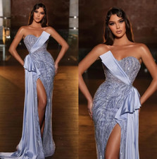 Elegant Sequins Evening Dresses Shiny Lace Sweetheart High Split Mermaid Prom