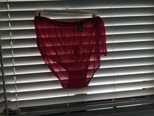 New With Tags Vintage Bright Pink PANTY BRIEF Size 10 Flower Accent Semi Sheer