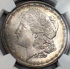 1884-O Morgan Silver Dollar NGC MS 64+ Rainbow Toned End Roll Album Toning Toner