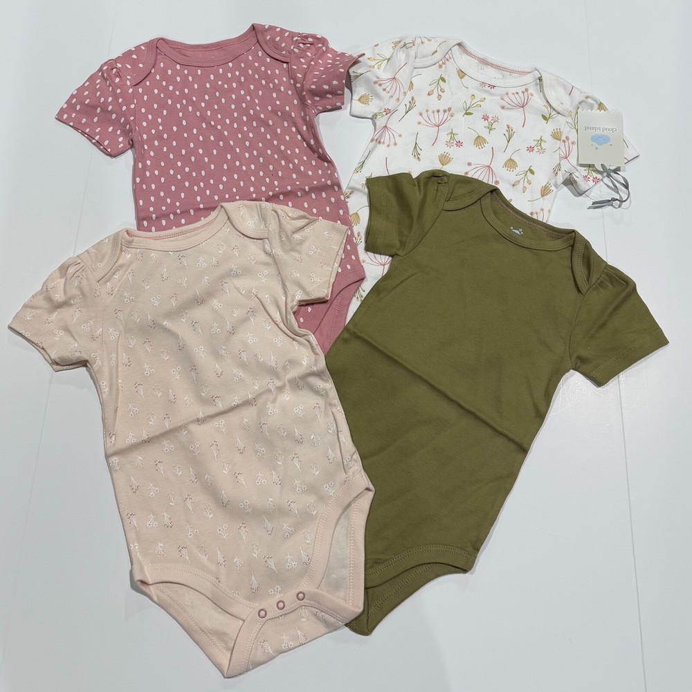 Baby Girls 4pk Floral Short Sleeve Bodysuits Pink 18M Cloud Island  