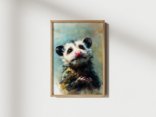 Gentle Possum Gaze 5"x7" Print on Matte Paper | Soft Watercolor Animal Painting - Picture 4 of 18