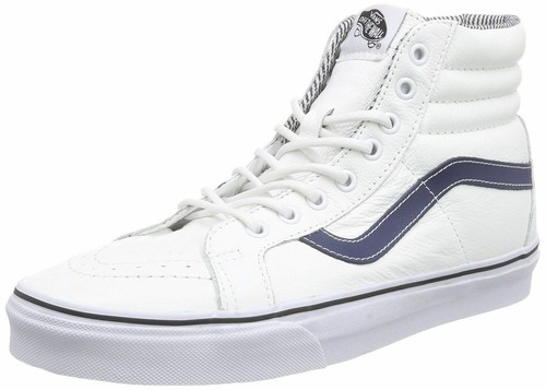 VANS SHOES SK8-HI REISSUE (LEATHER) WHITE / STRIPES VN0003CA1M NEW SALE - Picture 1 of 3