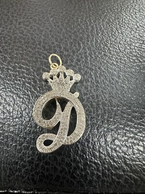 10K Vintage Krone Anfangsbuchstabe D Anhänger Gelbgold 4,5g.