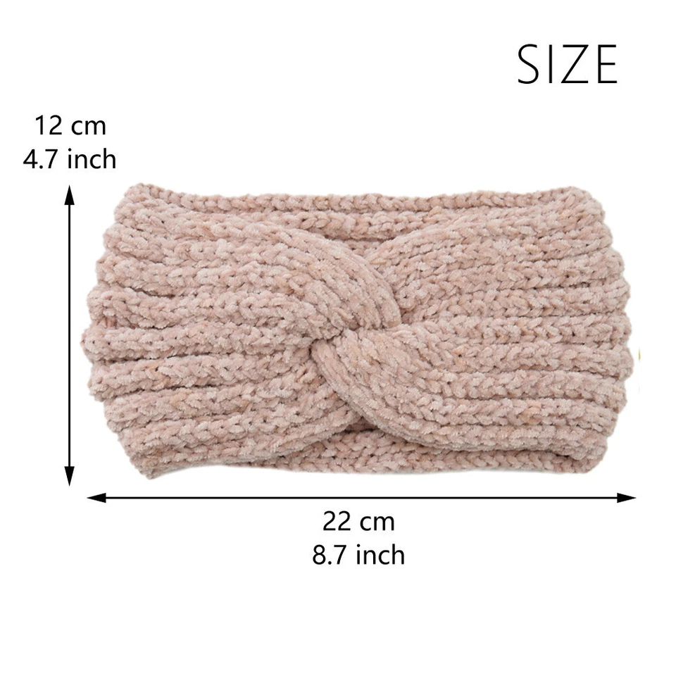 Women Winter Knitted Crochet Knotted Wide Headband Ear Warmer HeadWrap Turban - Image 2 of 4