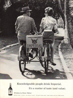 Vintage advertising print Alcohol Hiram Walker Imperial Double seat tricycle 62