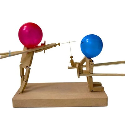 Battle Bots Game Wooden Fighter with Inflatable Head Fast-paced Fight Balloon