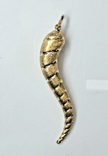 Vintage Estate 14k Yellow Gold Brushed Puffy Italian Horn Pendant Italy