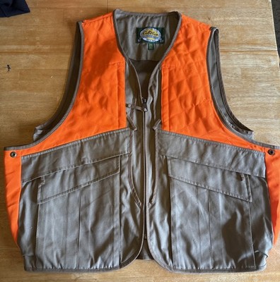 Cabela's Upland Hunting Vest Adult Medium Canvas Orange Brown Pockets EUC