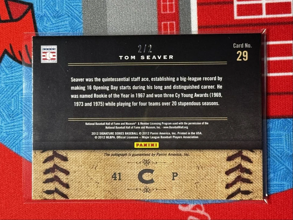 2012 Panini Signature Series Leather Cuts Tom Seaver Auto 2/2 Cincinnati Reds - Image 2 of 2