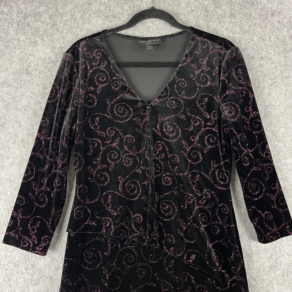 Vestido Ropa Conectada De Colección 10 Negro Terciopelo Brillo Bruja Capricho Años 90 Y2K Foto 2 de 4