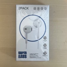 2-Pack In-Ear Earphones with Mic Super Bass, Noise-Isolating, Wired Earbuds
