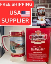 2021 Budweiser Holiday Stein 42th Anniversary Christmas Mug Plaid Red Gold New!
