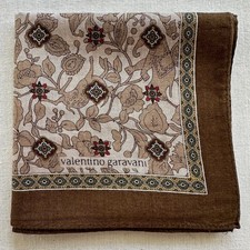 Vintage Handkerchief Cotton Brown Folklore Pattern Classic Pocket Square 18"