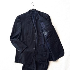 BROOKS BROTHERS 3 Button Suit Set Navy Stripe Wool 38SHT 32W
