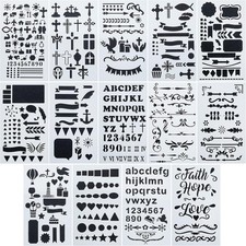 Bible Journaling Stencil Set, 14 Plastic Sheets, 4.2 x 7 Inch Size
