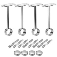 4pcs Wardrobe Pipe Bracket Curtain Rod Support Holder 32mm Dia 200mm Height