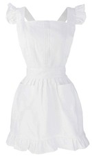 Retro Adjustable Ruffle Apron Kitchen Cooking Baking Cleaning Maid Costume W...
