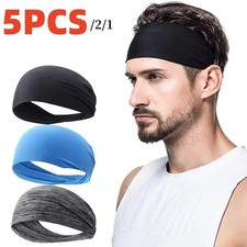 5 Pack Sports Headbands for Men  Women, Moisture Wicking Workout Sweatbands US