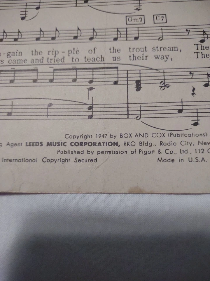 "GALWAY BAY'" ©1947 Partituras Vintage Piano Arthur Colahan, Bing Crosby - Imagem 2 de 2