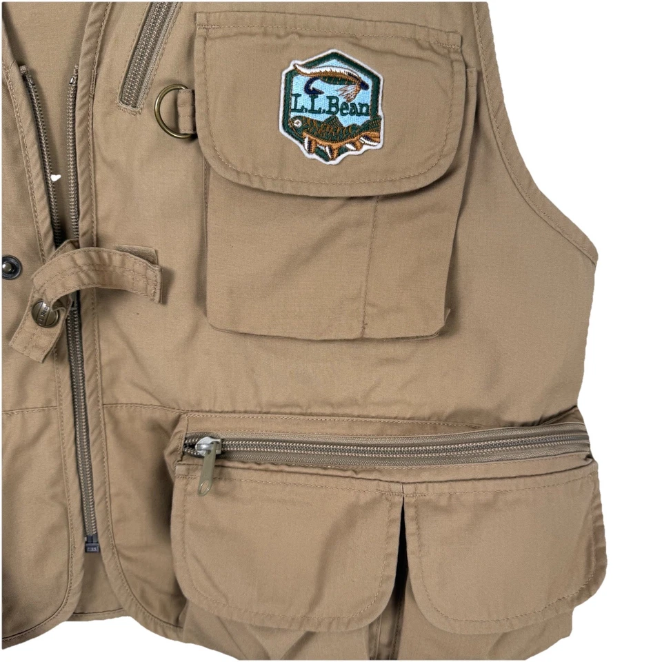 DE COLECCIÓN L.L. Chaleco de pesca con mosca Bean para hombre caqui grande camping exterior bolsillos guía Foto 4 de 4