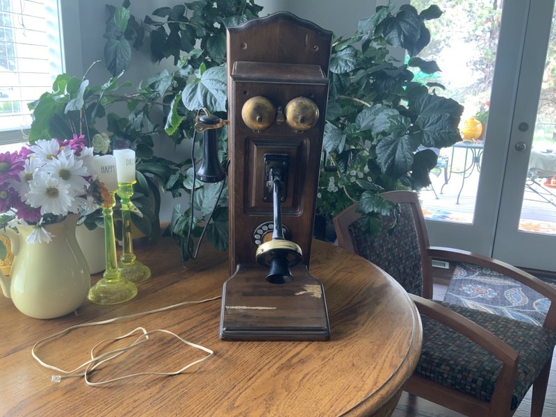 Antique Wall Crank Telephone *WOODEN FRAME Nostalgic Collectable 