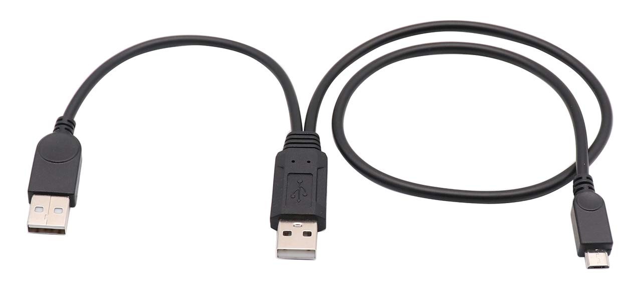 USB 2.0 a Dual Power Micro Cable, USB 2.0 a Male to USB 2.0 a +Micro USB Male Y