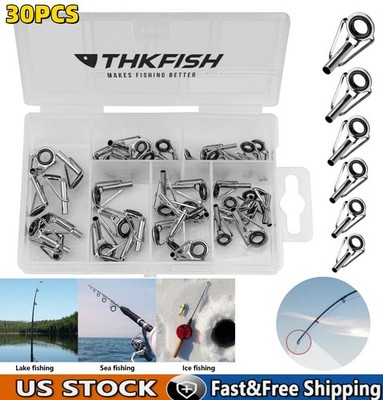 30PCS Fishing Rod Tips Repair Kit - Stainless Steel Ring Guide Replacement 6Size