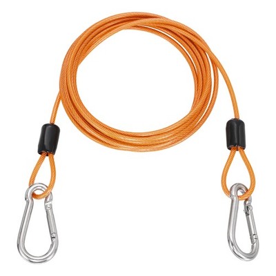 1Pcs 6.6ft (78.7'') Security Steel Cable with Snap Hook for Travel, Clear Orange