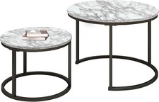 Round Nesting Coffee Table Set of 2 Stacking Nesting Side Tables for Living Room