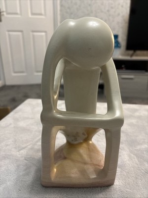 Moderne abstrakte Speckstein Statue - ''Denkender Mann'' - 21,5 cm hoch
