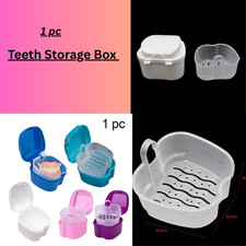 Denture Bath Box Organizer Dental False Teeth Storage Box with Hanging Net Cases