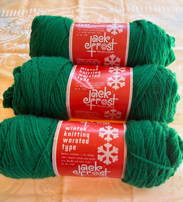 3 SKEINS NOS VINTAGE JACK FROST WINTUK WORSTED YARN KELLY GREEN 4 OZ 4 PLY
