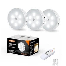 Puck Lights with Remote Control,1000mAh Rechargeable Under Cabinet 6500K-3PCS