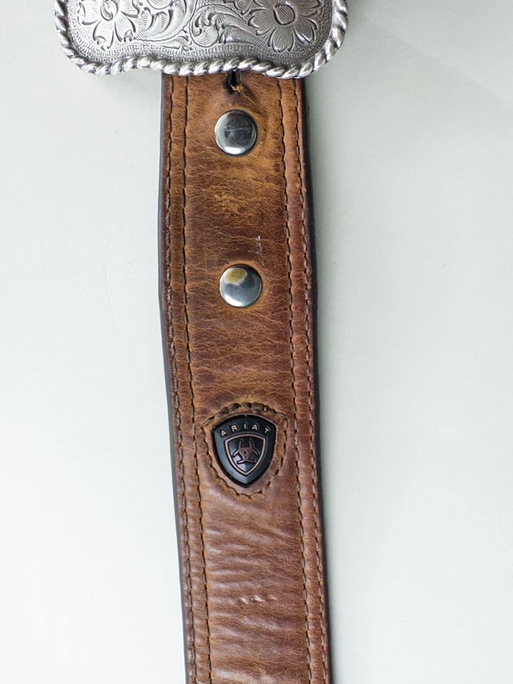 Cinturón Ariat Para Hombres 42 Cuero Marrón Western Longhorn Hebilla Nocona Vaquero Rodeo Foto 2 de 4