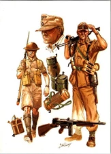 North Africa World War II British German Military Uniforms Vintage Postcard