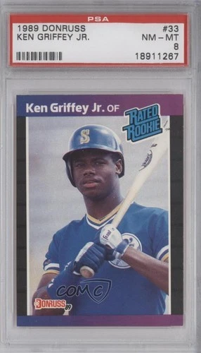 1989 Donruss Rated Rookie Ken Griffey Jr (*Denotes* on Back) #33 PSA 8