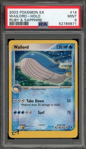 Pokemon Wailord EX Ruby & Sapphire Holo Rare #14 PSA 9 Mint