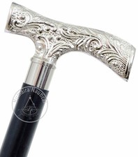 Deluxe Brass Walking Stick Silver Handle Elegant Support Cane Men Women