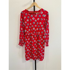 J. Crew Factory Red Longfellow Floral Long Sleeve Midi Dress Sz4 Office Cottage