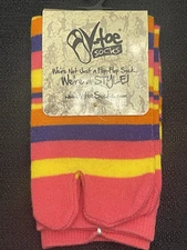 V-Toe Unisex Flip Flop Socks Women's Size 9-11 Men's Size 8-10.5 BOLD 1 Pair