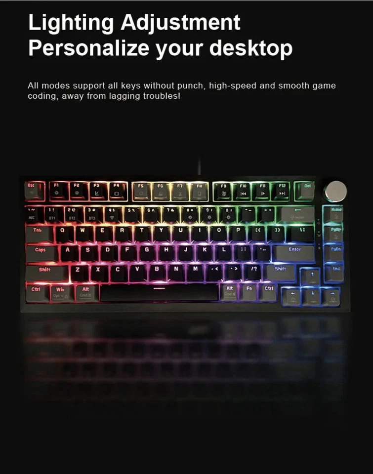 Yk-001 Lydarz Mechanical Key Board Gaming Triple Mode Rgb 82 Key Hot Swap Keys - Image 2 of 4