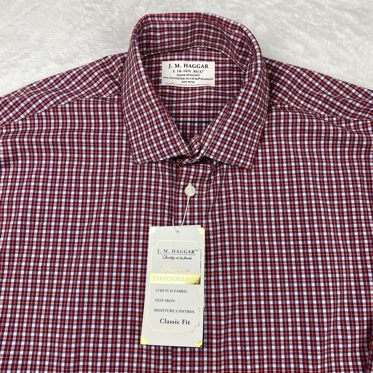 J. M. Haggar Premium Performance Shirt Mens 16.5-36/37 Red Checks No Iron NWT! | eBay J. M. Haggar Premium Performance Shirt Mens 16.5-36/37 Red Checks No Iron NWT! | eBay