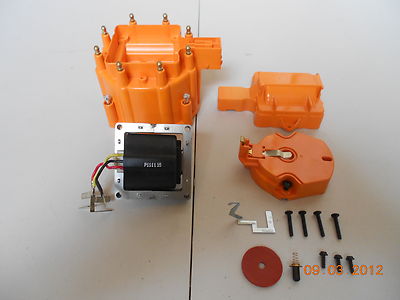 ORANGE HEI Distributor Cap, Coil Cover & Rotor Kit and 65,000 Volt Coil GM-CHEVY